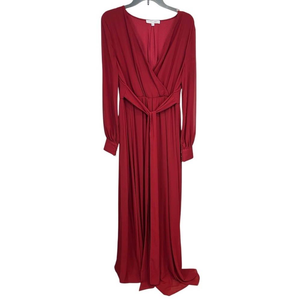 BALTIC BORN Burgundy Lydia Tie Waist Maxi Dress Flowy Romantic Size XL - Picture 5 of 13